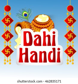 Vector illustration of a stylish colorful text Dahi Handi for Janmashtami.