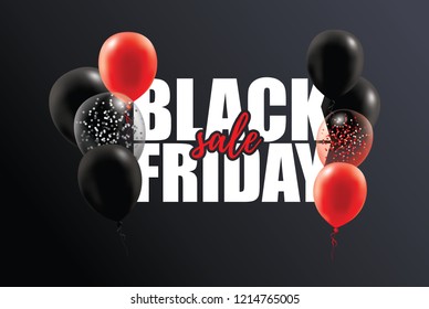 vector illustration. stylish design graphics in black on a dark background. Big sale day, black friday. Vector design elements balloons and shopping bags. modern frame for text.
