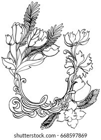 Vector illustration .Stylish doodle in tattoo style, for coloring book or fabric