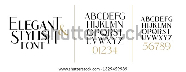 ベクターイラスト スタイリッシュなエレガントなベクター画像合成フォント 英語のアルファベットのセット 大文字 小文字 数字 のベクター画像素材 ロイヤリティフリー