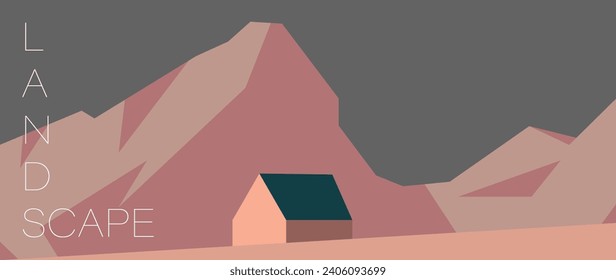 Vector illustration. Stylish flat landscape. Trendy background for your banner, wallpaper, typography and textile design.