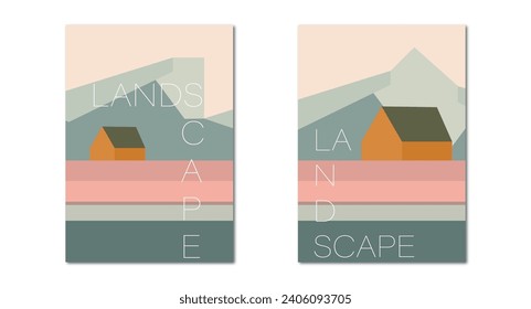 Vektorgrafik. Stilvolle Landschaft. Trendy Poster für Ihr Banner, Tapete, Typografie und Textildesign, sowie Heimdesign.