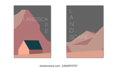 Vector illustration. Stylish flat landscape. Trendy posters for your banner, wallpaper, typography and textile design, as well as home design.