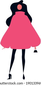 Vector illustration, stylish girl in crimson