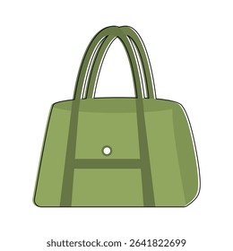 Vector illustration of stylish green handbag with dual handles.