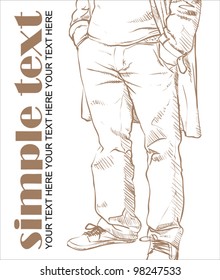 Vector illustration of the stylish guy in a coat on a grunge background.