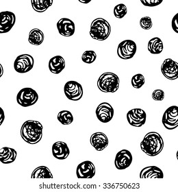 Vector illustration of stylish hand drawn polka dot seamless patterns.