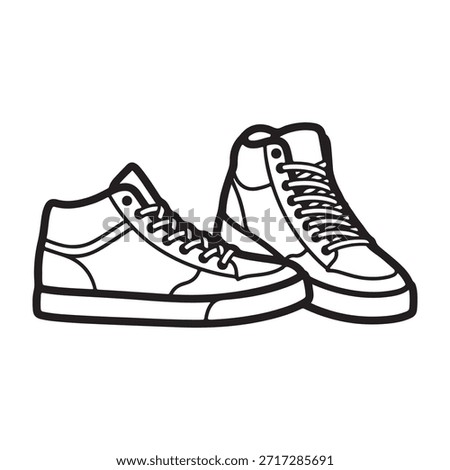 Vector illustration of stylish high-top sneakers with detailed laces and design, perfect for sports or casual fashion. This clean, hand-drawn design is ideal for use in fashion catalogs, shoe brands, and apparel collections.