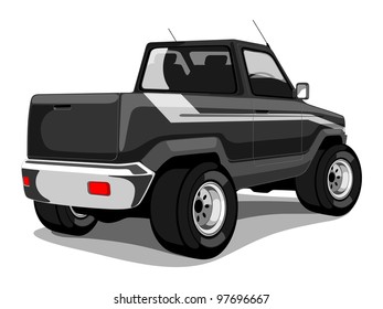 Vector illustration  of Stylish Jeep or Transportation Loader Truck in Black Color