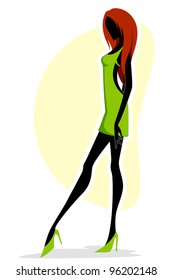 vector illustration of stylish lady on abstract background