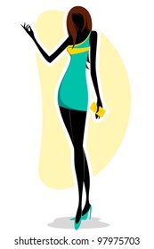 vector illustration of stylish lady on abstract background