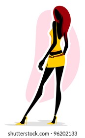 vector illustration of stylish lady standing on abstract background
