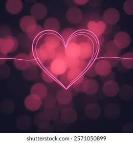 Vector illustration Stylish line valentines heart on bokeh background
