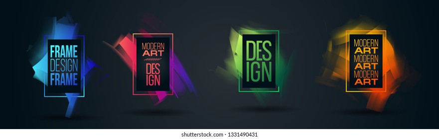 vector illustration. Stylish modern colorful paint streaks. Hipster frames. hand-drawn modern art design, graphic design for posters, flyers, booklets, covers.