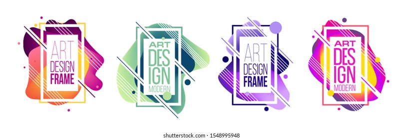vector illustration. Stylish modern design frame for text, header. mixture of fluid abstraction styles and minimalistic geometry. dynamic background for headlines. colorful gradient flyers, brochures