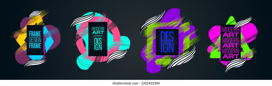 vector illustration. stylish modern hipster frames. Hand-drawn grunge design. black-red color vector background