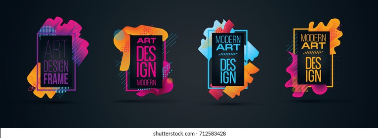 vector illustration. stylish modern hipster frames made of colorful lines of stylish liquid design element for posters, cards, presentations, flyers and covers