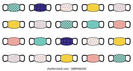vector illustration for stylish pattern decorated facemasks for virus protection
