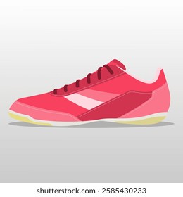 vector illustration of a stylish red athletic shoe with a sleek design, featuring a combination of light and dark red panels, white accents, and a light-colored sole, making it visually appealing