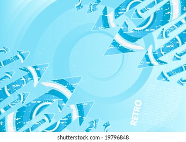 Vector illustration of a stylish retro water spirals and textured arrows background.