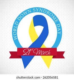 Vector illustration of stylish ribbon for World Syndrome Day.