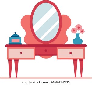 Vektorillustration eines stilvollen Sanctuary-Frisiertisches. Elegantes und modernes Design. #dressingtable #sanctuary #vectorart