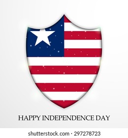 Vector illustration of a stylish Shield covered with Liberia Flag for Liberia Independence Day.