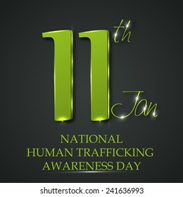 Vector illustration of stylish shiny text for Human Trafficking Awareness Day.