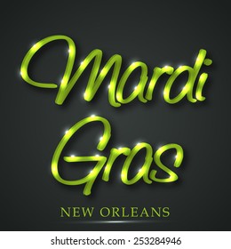 Vector illustration of stylish shiny text for Mard-iGras in gray background.
