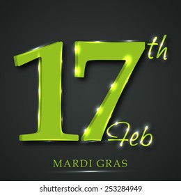 Vector illustration of stylish shiny text for Mardi-Gras in gray background.
