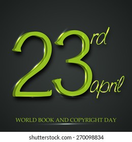 Vector illustration of stylish shiny text for World Book and Copyright Day in gray background.