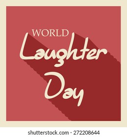 Vector illustration of stylish shiny text for World Laughter Day in red background.