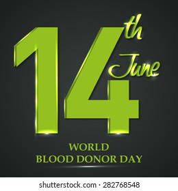 Vector illustration of a stylish shiny text for World Blood Donor Day.