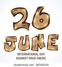 Vector illustration of a stylish shiny text for International Day Against Drug Abuse.