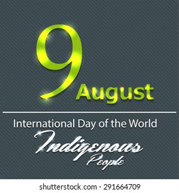 Vector illustration of stylish shiny text for International Day of the World Indigenous People.