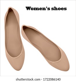 
Vector illustration of stylish shoes. Women's beige casual shoes.