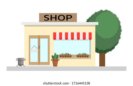 Vector illustration of stylish shop or store or boutique with awning