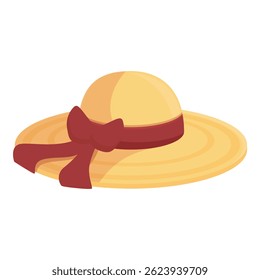 Vector illustration of a stylish summer hat with a red ribbon, perfect for fashion designs