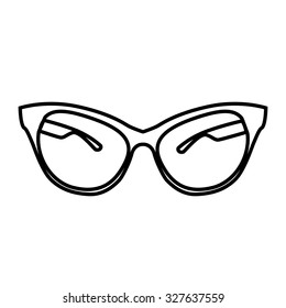 Vector illustration of stylish sunglasses. Line icon
