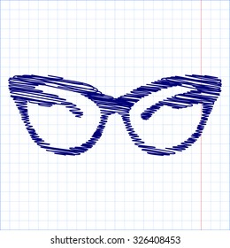 Vector illustration of stylish sunglasses with pen effect 