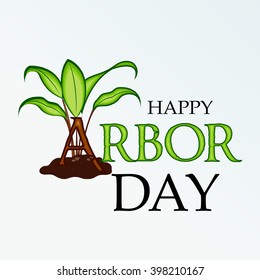 Vector illustration of a stylish text background for Arbor Day.