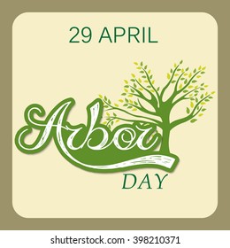 Vector illustration of a stylish text background for Arbor Day.