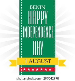 Vector illustration of a Stylish text for Benin Independence Day Background With Yellow Ribbon.