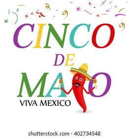 Vector illustration of a stylish text for Cinco De Mayo.