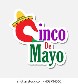 Vector illustration of a stylish text for Cinco De Mayo.