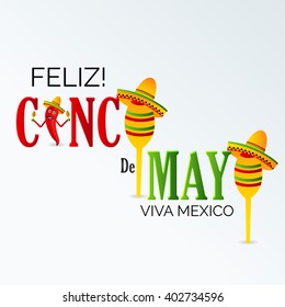 Vector illustration of a stylish text for Cinco De Mayo.