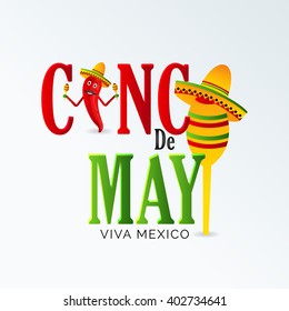 Vector illustration of a stylish text for Cinco De Mayo.