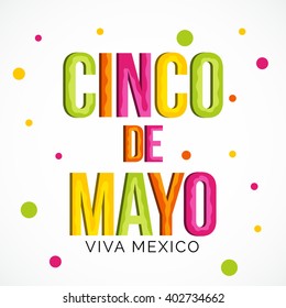 Vector illustration of a stylish text for Cinco De Mayo.