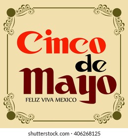 Vector illustration of a stylish text for Cinco De Mayo.