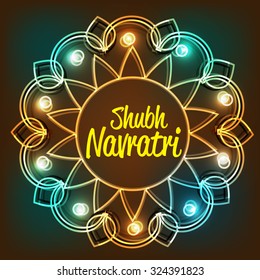 Vector illustration of stylish text in a colourful background for Happy Navratri.